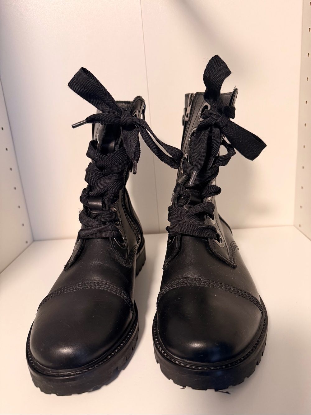 Zadig & Voltaire Black Lace-Up Combat Boots
